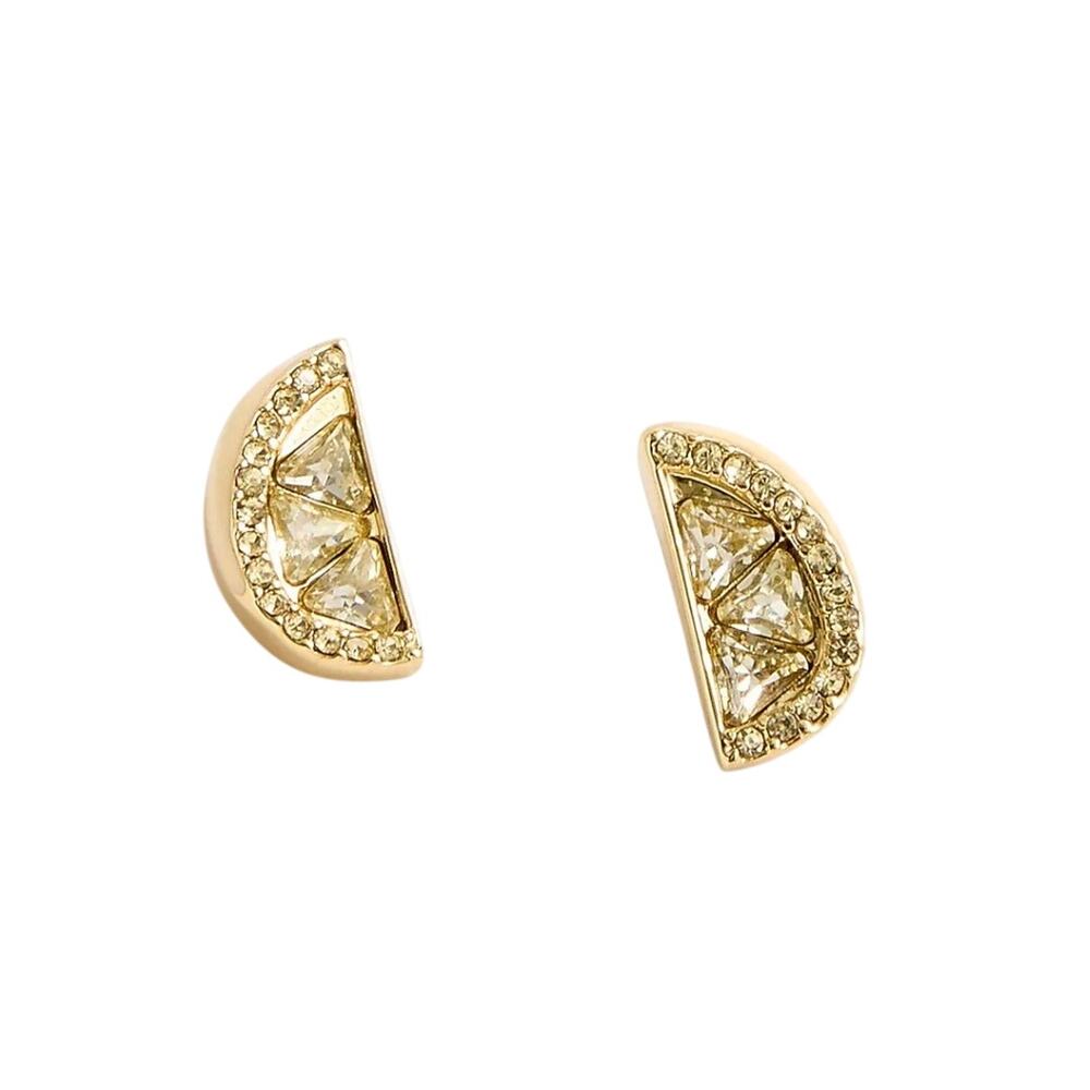 NWT JCrew Lemon Slice Citrus Pavé Yellow Stud Earrings in Pale Banana